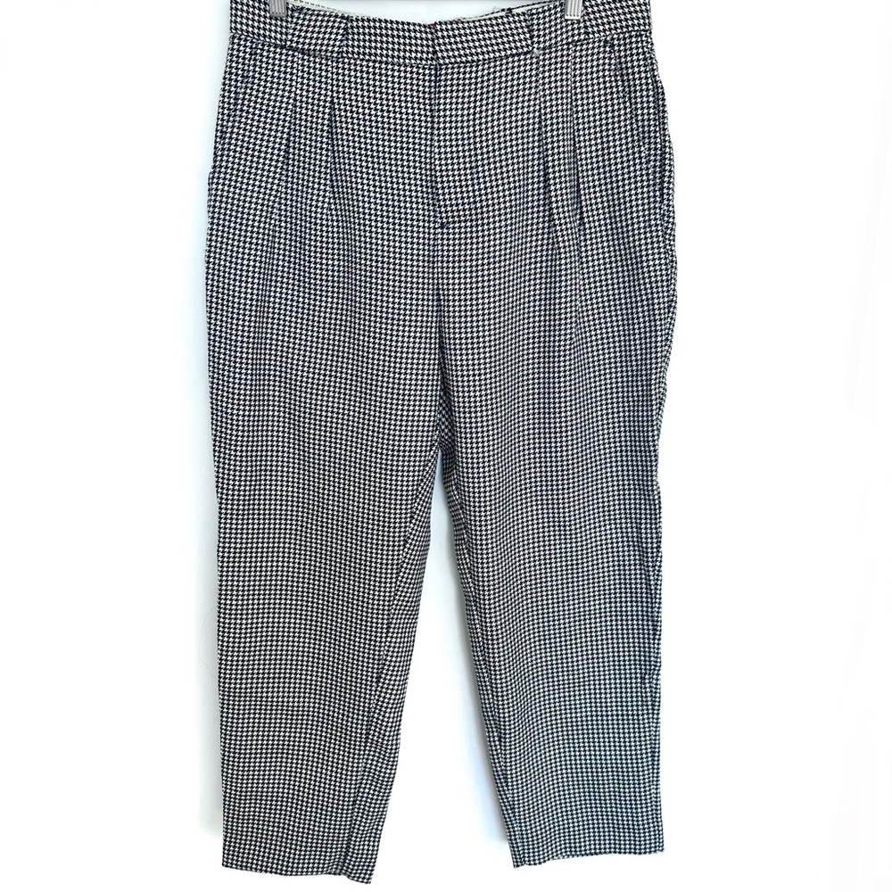 Scotch & Soda Houndstooth Black & White Checkered Trouser Wool Blend Pants, 10